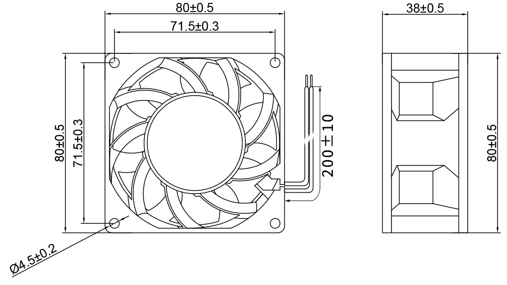 MFD8038B Dimensions